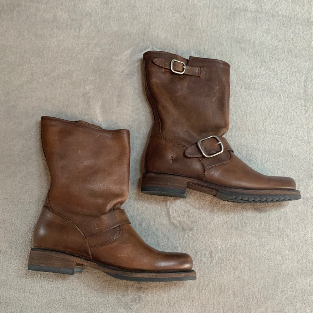 Frye Engineer 8R Cognac Brown Leather Boots 3470547 STO Mens 5.5 Womens 7.5 - Picture 5 of 9